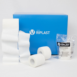 Venda elástica adhesiva blanca para vendaje funcional en fisioterapia y deporte