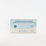 Guante de nitrilo negro sin polvo talla L 100 unidades uso médico y laboratorio