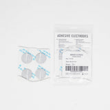 Electrodos TENS circulares de 32 mm con gel conductor y conexión universal de 2 mm.