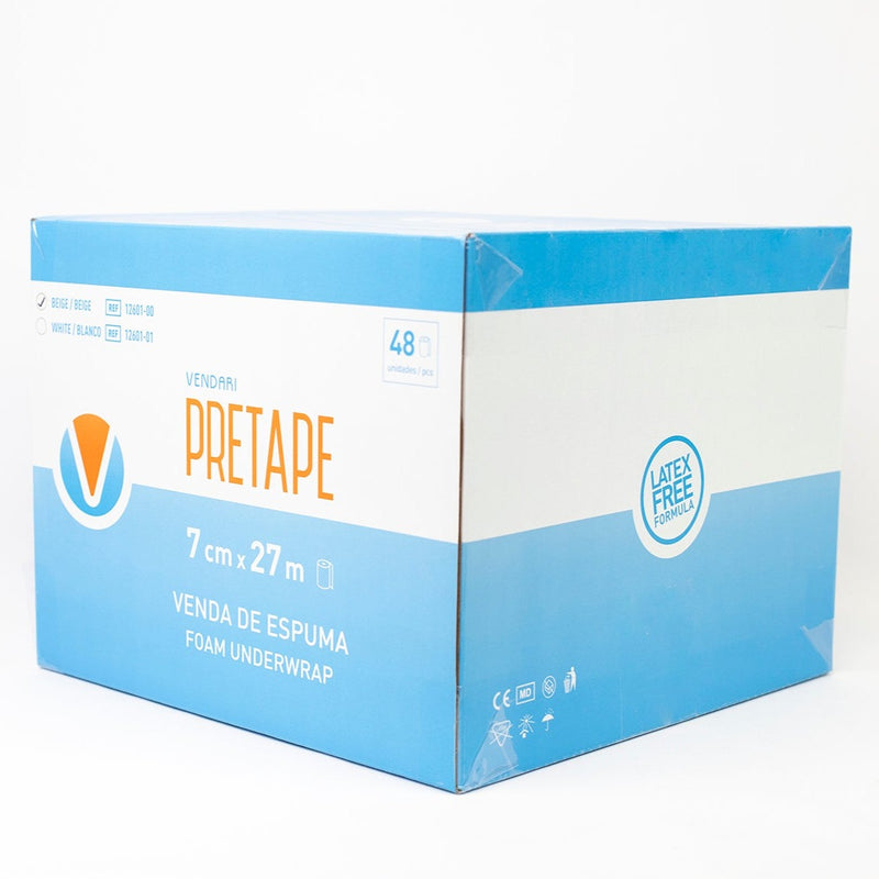 Caja de Pretape Vendari 7 cm × 27 m color beige con marcado CE y fórmula sin látex